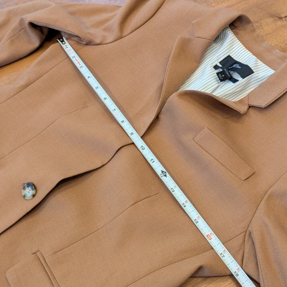 J.Crew Regent Wool Flannel Blazer Jacket B0323 Womens 4 Camel Single-breasted - Picture 8 of 13